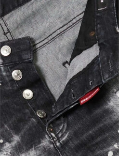 DSQUARED2 Skater Paint-print Slim-fit Stretch-cotton Blend Denim Jeans 15 DSQUARED2 Skater Paint-print Slim-fit Stretch-cotton Blend Denim Jeans -Gentlemen Style Shop R04145485 BLACK ALT06