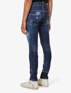 DSQUARED2 Super Twinky Distressed Slim-fit Stretch-denim Jeans -Gentlemen Style Shop R04145487 NAVYBLUE ALT03