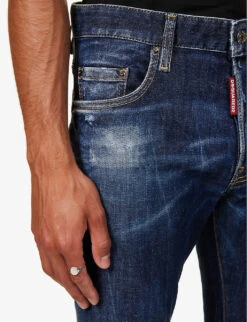 DSQUARED2 Super Twinky Distressed Slim-fit Stretch-denim Jeans -Gentlemen Style Shop R04145487 NAVYBLUE ALT04