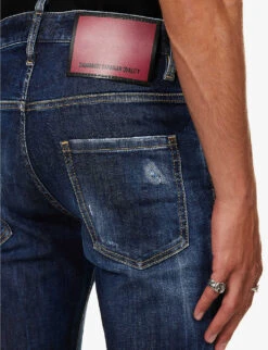 DSQUARED2 Super Twinky Distressed Slim-fit Stretch-denim Jeans -Gentlemen Style Shop R04145487 NAVYBLUE ALT05