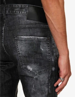 DSQUARED2 Cool Guy Distressed Tapered-leg Mid-rise Stretch-denim Jeans 13 DSQUARED2 Cool Guy Distressed Tapered-leg Mid-rise Stretch-denim Jeans -Gentlemen Style Shop R04145489 BLACK ALT04