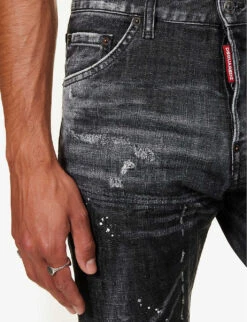 DSQUARED2 Cool Guy Distressed Tapered-leg Mid-rise Stretch-denim Jeans 15 DSQUARED2 Cool Guy Distressed Tapered-leg Mid-rise Stretch-denim Jeans -Gentlemen Style Shop R04145489 BLACK ALT06