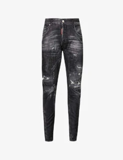 DSQUARED2 Distressed Tapered-leg Mid-rise Stretch-denim Jeans