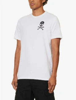 NQG Skull-print Organic Cotton-jersey T-shirt -Gentlemen Style Shop R04145634 WHITE ALT02