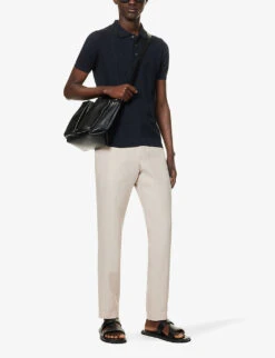 Oscar Jacobson Bard Cable-knit Cotton-knit Polo Shirt 8 Oscar Jacobson Bard Cable-knit Cotton-knit Polo Shirt -Gentlemen Style Shop R04145846 NAVYSEA ALT01