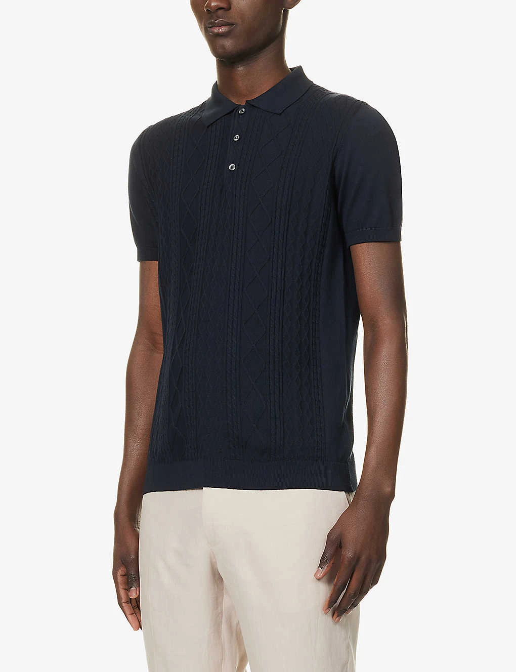Oscar Jacobson Bard Cable-knit Cotton-knit Polo Shirt 5 Oscar Jacobson Bard Cable-knit Cotton-knit Polo Shirt - Image 3