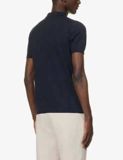 Oscar Jacobson Bard Cable-knit Cotton-knit Polo Shirt 10 Oscar Jacobson Bard Cable-knit Cotton-knit Polo Shirt -Gentlemen Style Shop R04145846 NAVYSEA ALT03