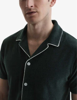 Reiss Defoe Regular-fit Velour Shirt 11 Reiss Defoe Regular-fit Velour Shirt -Gentlemen Style Shop R04146791 DARKGREEN ALT04