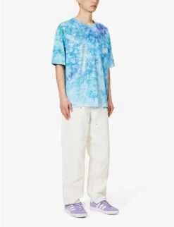 Champion Tie-dye Brand-appliqué Cotton-jersey T-shirt -Gentlemen Style Shop R04147793 RAWBLUE ALT01