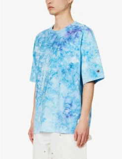 Champion Tie-dye Brand-appliqué Cotton-jersey T-shirt -Gentlemen Style Shop R04147793 RAWBLUE ALT02