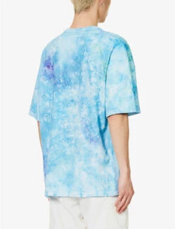 Champion Tie-dye Brand-appliqué Cotton-jersey T-shirt -Gentlemen Style Shop R04147793 RAWBLUE ALT03