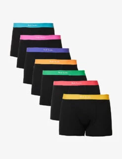 PAUL SMITH Pack Of Seven Logo-waistband Organic Stretch-cotton Trunks