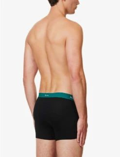 PAUL SMITH Pack Of 3 Logo-waistband Stretch Organic-cotton Trunks -Gentlemen Style Shop R04148419 BLACKS ALT02