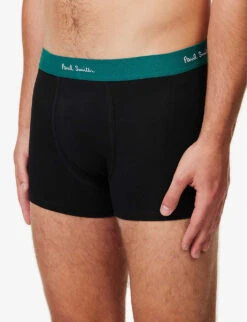 PAUL SMITH Pack Of 3 Logo-waistband Stretch Organic-cotton Trunks -Gentlemen Style Shop R04148419 BLACKS ALT03