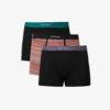 PAUL SMITH Pack Of 3 Logo-waistband Stretch Organic-cotton Trunks -Gentlemen Style Shop R04148419 BLACKS M