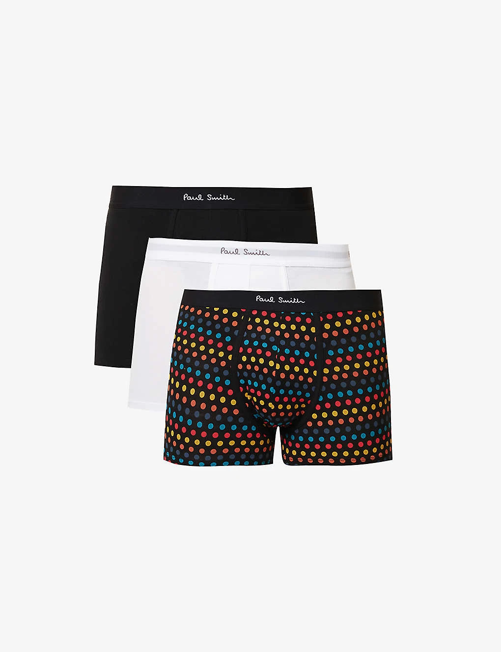 PAUL SMITH Pack Of Three Logo-waistband Stretch Organic-cotton Trunks 3 PAUL SMITH Pack Of Three Logo-waistband Stretch Organic-cotton Trunks