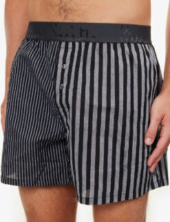 PAUL SMITH Striped Mid-rise Woven Boxers 9 PAUL SMITH Striped Mid-rise Woven Boxers -Gentlemen Style Shop R04148427 BLACKS ALT03