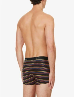 PAUL SMITH Striped Mid-rise Organic Stretch-cotton Trunks -Gentlemen Style Shop R04148429 BLACKS ALT02