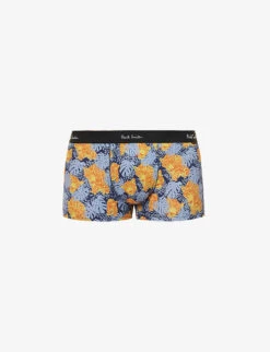 PAUL SMITH Jaguar-print Mid-rise Organic Stretch-cotton Trunks