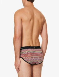 PAUL SMITH Striped Logo-waistband Stretch-organic-cotton Briefs -Gentlemen Style Shop R04148436 MULTICOLOUR ALT02