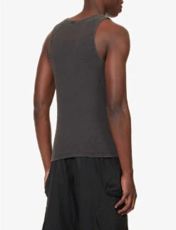 Ribbed-weave Faded Organic Stretch-cotton Top -Gentlemen Style Shop R04149478 WASHEDBLACK ALT03