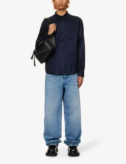 Loewe Anagram-embroidered Regular-fit Cotton-poplin Shirt 8 Loewe Anagram-embroidered Regular-fit Cotton-poplin Shirt -Gentlemen Style Shop R04149846 MIDNIGHTBLUE ALT01