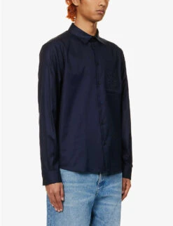 Loewe Anagram-embroidered Regular-fit Cotton-poplin Shirt 9 Loewe Anagram-embroidered Regular-fit Cotton-poplin Shirt -Gentlemen Style Shop R04149846 MIDNIGHTBLUE ALT02