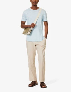 ORLEBAR BROWN Crewneck Short-sleeved Linen T-shirt -Gentlemen Style Shop R04150100 ISLANDSKY ALT01