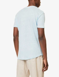 ORLEBAR BROWN Crewneck Short-sleeved Linen T-shirt -Gentlemen Style Shop R04150100 ISLANDSKY ALT03