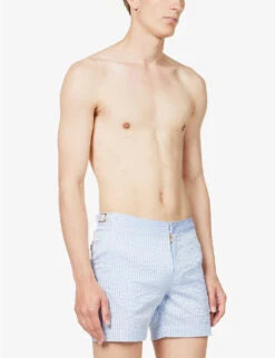 ORLEBAR BROWN Bulldog Stripe-print Regular-fit Woven Swim Shorts -Gentlemen Style Shop R04150105 WHITELIGHTISLANDSKY ALT02