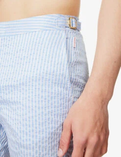 ORLEBAR BROWN Bulldog Stripe-print Regular-fit Woven Swim Shorts -Gentlemen Style Shop R04150105 WHITELIGHTISLANDSKY ALT04