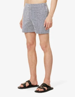 ORLEBAR BROWN Bulldog Geo-print Swim Shorts -Gentlemen Style Shop R04150108 WHITEMIDNIGHTNAVY ALT02
