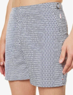 ORLEBAR BROWN Bulldog Geo-print Swim Shorts -Gentlemen Style Shop R04150108 WHITEMIDNIGHTNAVY ALT04