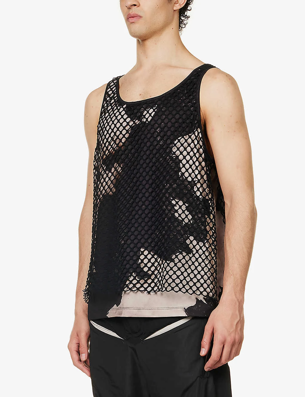 Technical Printed Mesh-overlay Relaxed-fit Stretch-woven Top 5 Technical Printed Mesh-overlay Relaxed-fit Stretch-woven Top - Image 3