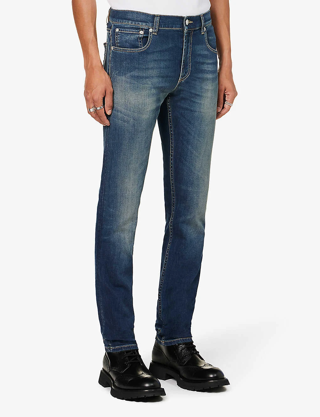 Alexander McQueen Graffiti Brand-embroidered Tapered-leg Regular-fit Stretch-denim Jeans 5 Alexander McQueen Graffiti Brand-embroidered Tapered-leg Regular-fit Stretch-denim Jeans - Image 3