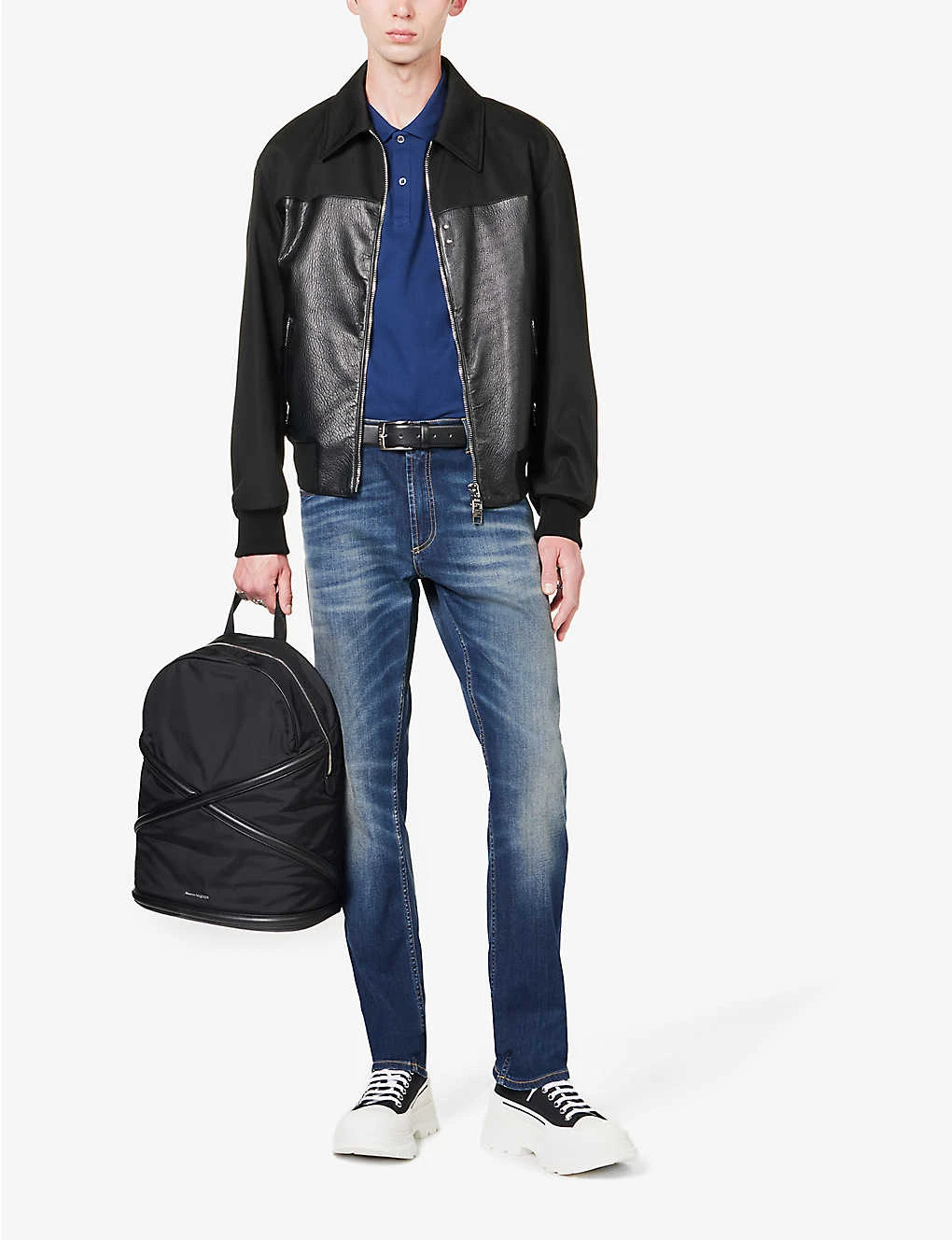 Alexander McQueen Harness-stitched Regular-fit Cotton-piqué Polo Shirt 4 Alexander McQueen Harness-stitched Regular-fit Cotton-piqué Polo Shirt - Image 2