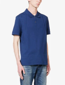 Alexander McQueen Harness-stitched Regular-fit Cotton-piqué Polo Shirt 9 Alexander McQueen Harness-stitched Regular-fit Cotton-piqué Polo Shirt -Gentlemen Style Shop R04153554 INDIGO ALT02
