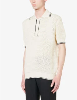 Alexander McQueen Contrast-stripe Relaxed-fit Cotton-knit Polo Shirt 9 Alexander McQueen Contrast-stripe Relaxed-fit Cotton-knit Polo Shirt -Gentlemen Style Shop R04153573 BEIGE ALT02