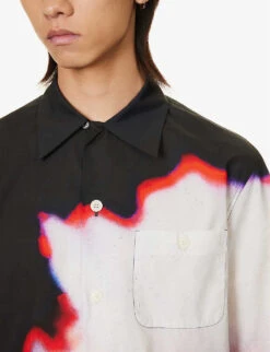 Alexander McQueen Graphic-print Camp-collar Relaxed-fit Cotton-poplin Shirt 11 Alexander McQueen Graphic-print Camp-collar Relaxed-fit Cotton-poplin Shirt -Gentlemen Style Shop R04153574 MULTIBLACK ALT04