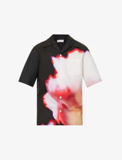 Alexander McQueen Graphic-print Camp-collar Relaxed-fit Cotton-poplin Shirt