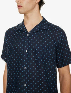 Milan 19 Medallion-print Linen Shirt -Gentlemen Style Shop R04155225 NAVY ALT04