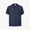 Milan 22 Cross-print Linen Shirt 2 Milan 22 Cross-print Linen Shirt -Gentlemen Style Shop R04155313 NAVY M