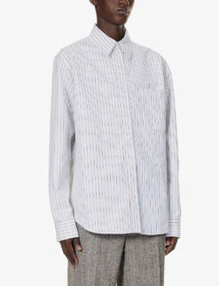 Bottega Veneta Striped Spread-collar Relaxed-fit Cotton Shirt 10 Bottega Veneta Striped Spread-collar Relaxed-fit Cotton Shirt -Gentlemen Style Shop R04157973 PALEGREYCHARCOAL ALT02