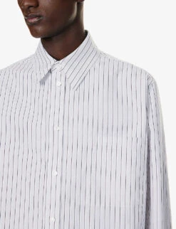 Bottega Veneta Striped Spread-collar Relaxed-fit Cotton Shirt 13 Bottega Veneta Striped Spread-collar Relaxed-fit Cotton Shirt -Gentlemen Style Shop R04157973 PALEGREYCHARCOAL ALT05