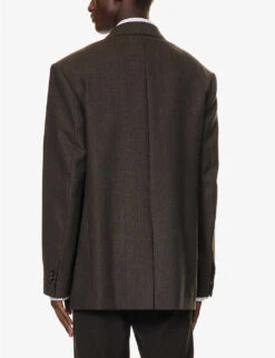 Bottega Veneta Notched-lapel Single-breasted Relaxed-fit Wool Blazer -Gentlemen Style Shop R04157979 BROWNREDBLUE ALT03