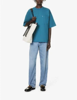 Bottega Veneta Patch-pocket Boxy-fit Cotton-jersey T-shirt -Gentlemen Style Shop R04157982 PACIFIC ALT01