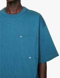 Bottega Veneta Patch-pocket Boxy-fit Cotton-jersey T-shirt -Gentlemen Style Shop R04157982 PACIFIC ALT04