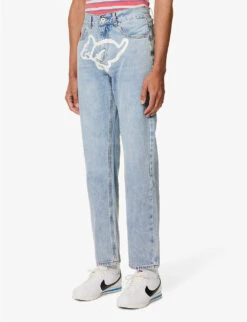 Running Puppy Brand-print Straight-leg Jeans -Gentlemen Style Shop R04158110 BLUE ALT02