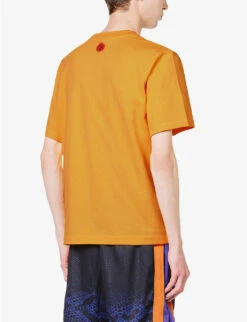 Brick Brand-print Cotton-jersey T-shirt -Gentlemen Style Shop R04158129 ORANGE ALT03