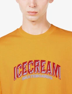 Brick Brand-print Cotton-jersey T-shirt -Gentlemen Style Shop R04158129 ORANGE ALT04